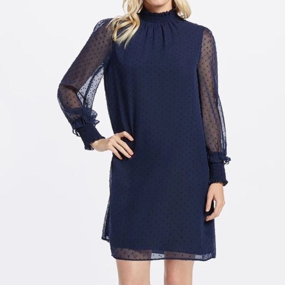Draper James sheer navy blue dress